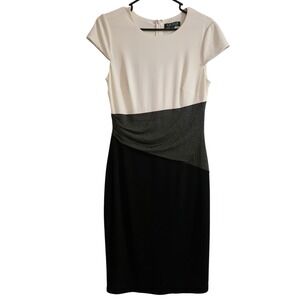 Lauren‎ Ralph Lauren Women's Colorblock Dress Size 6 Cream Gray Black